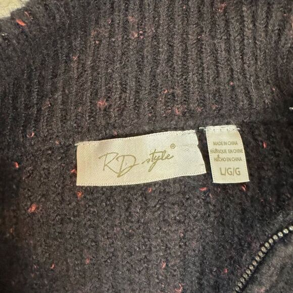 ANTHROPOLOGIE | RD Style Millie Quarter Zip sweater | Large | black red - Picture 9 of 13